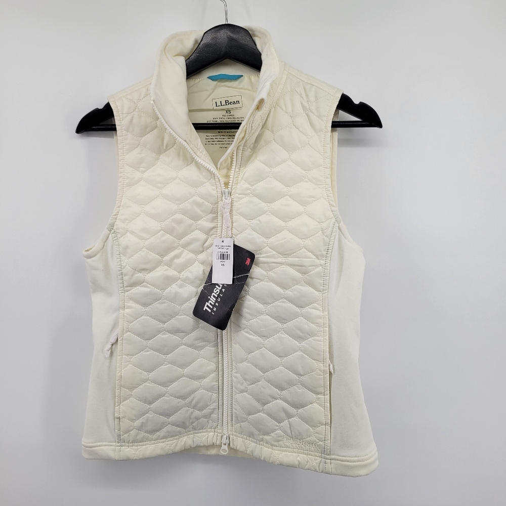 L.L. Bean Women's Cream Quilted Vest Ivory Size XS